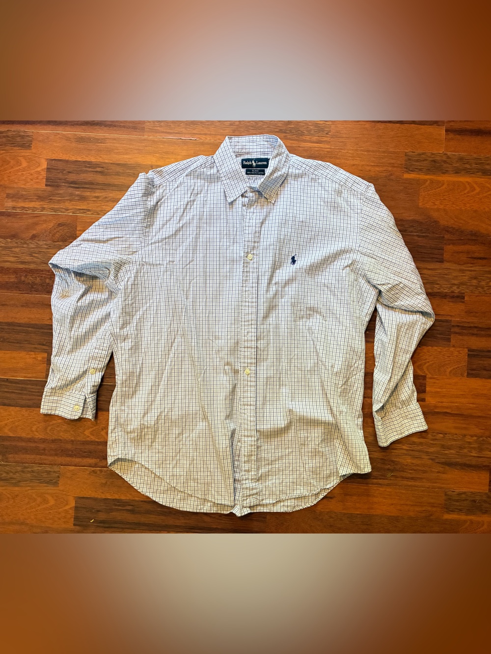 Ralph Lauren Men’s White and Blue Micro-Check Button-Down Shirt